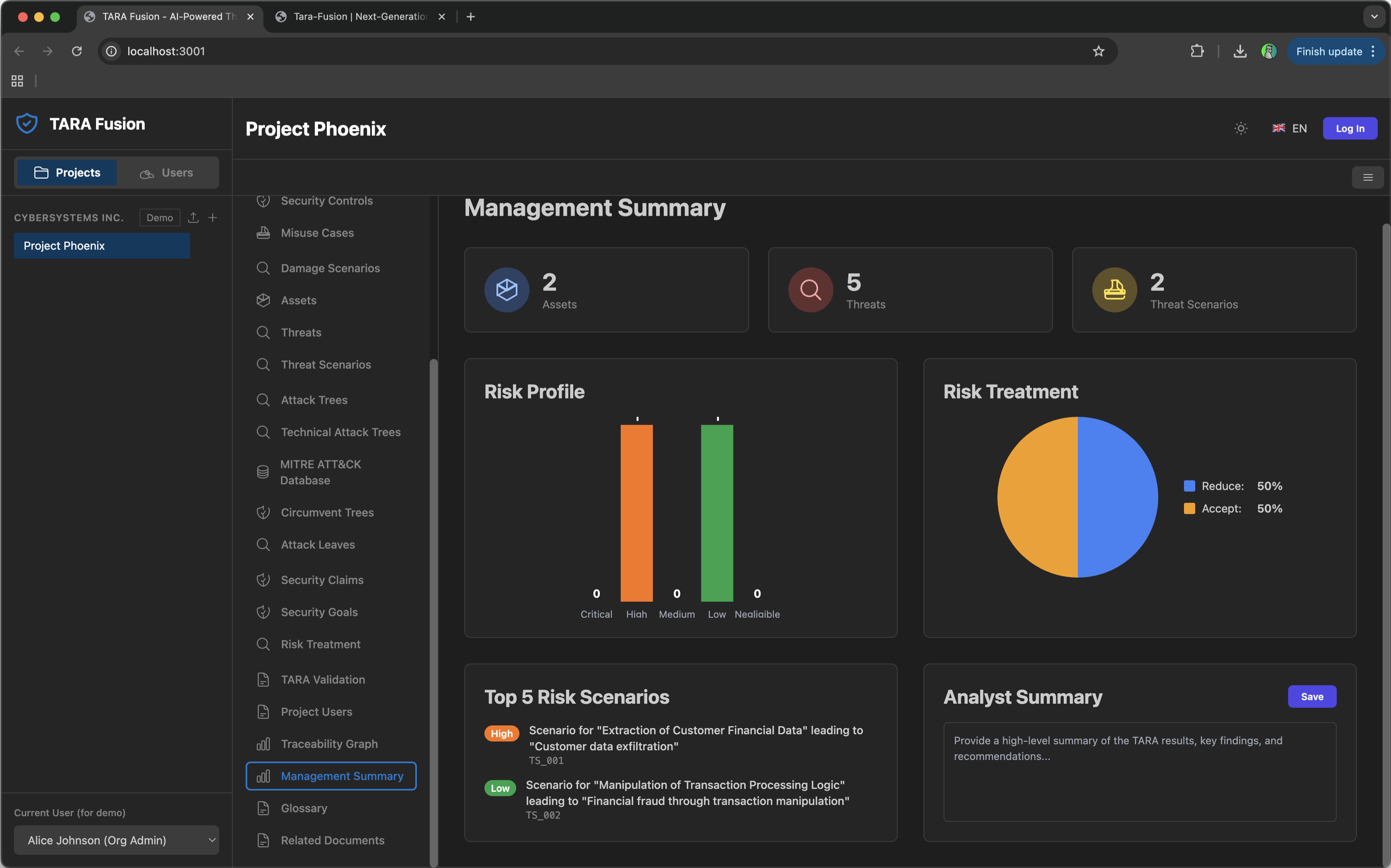 Screenshot of a generated report